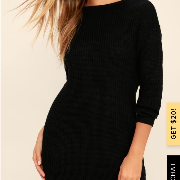 Lulu’s Black Knit Open Back Sweater Dress NWT - Picture 3 of 5